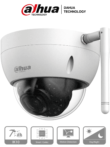 [HDBW1235] DAHUA CAMARA IP DOMO 2MPX IR WIFI ANTIVANDALICO HDBW1235EP-W 2.8 MM