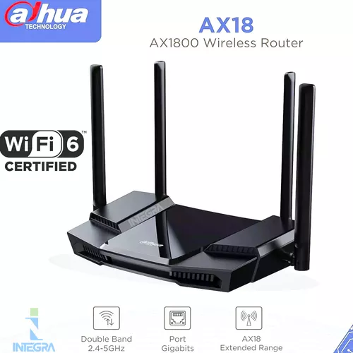 [DH-AX18] DAHUA ROUTER INALAMBRICO WIFI 6 1.8 GBPS CON 4 ANTENAS