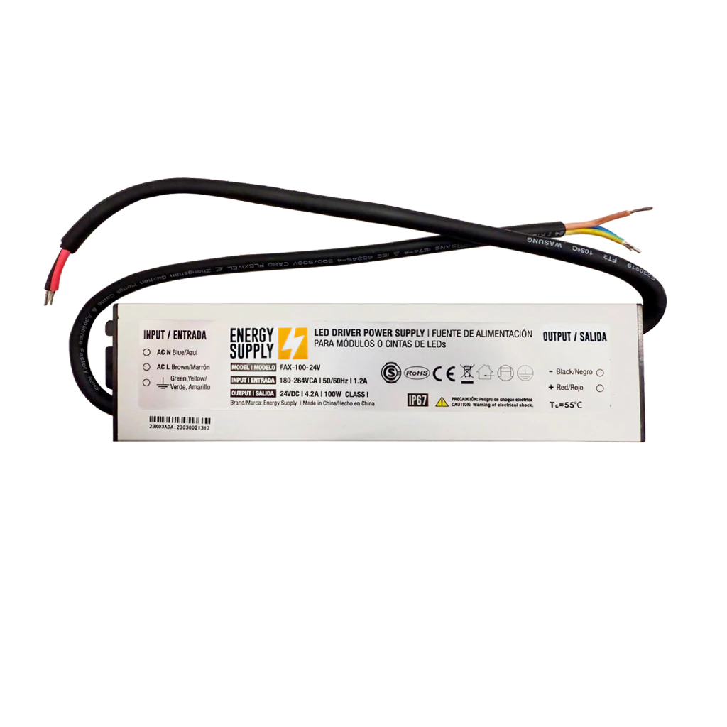 [fax-100-24v] DEMASLED FUENTE SWITCHING 24V 4.2A 100W 90-264VAC EXTERIOR IP67