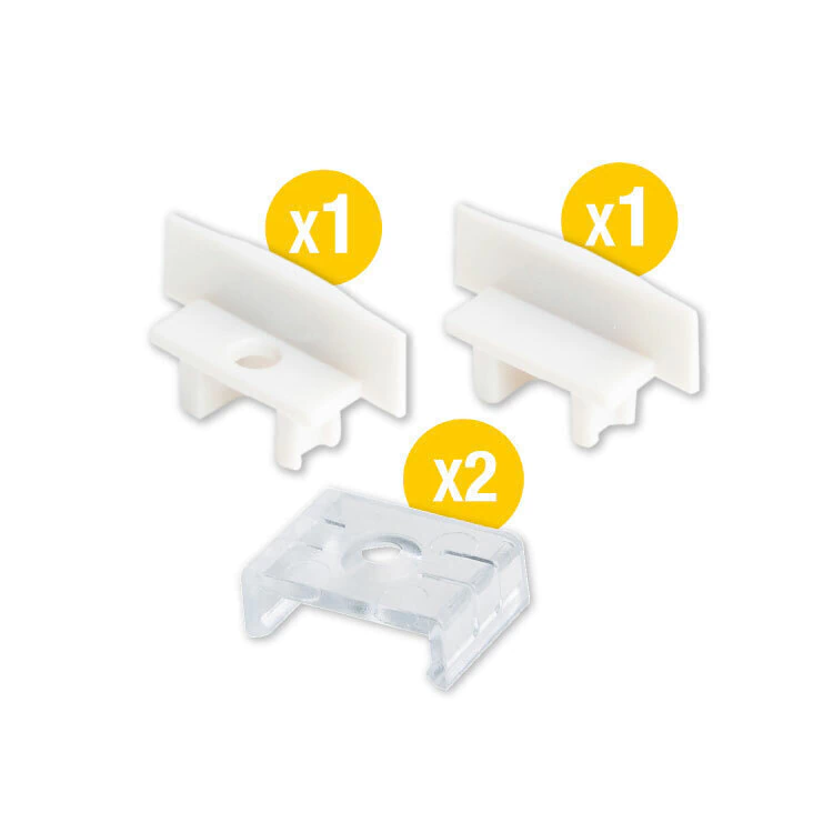 [PERACC-11KIT-A2] DEMASLED KIT DE 2 TAPAS Y 2 CLIPS PARA PERFIL DE ALUMINIO PER-11-2M