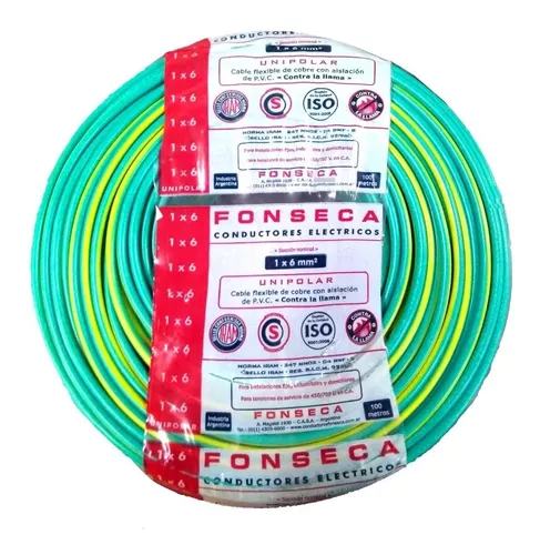 [1009VA0R] FONSECA CABLE PLAST. UNIPOLAR DE 1X4 VERDE/AMARILLO ROLLO