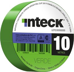 [CA-V-10] INTECK CINTA ADHESIVA VERDE 10 MTS