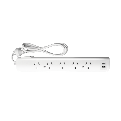 [PX5B-2USB-1.5] INTECK ZAPATILLA 5 TOMAS NORMALIZADA + 2USB 1,5 MTS DE CABLE PROTECTOR TERMICO (BLANCO)