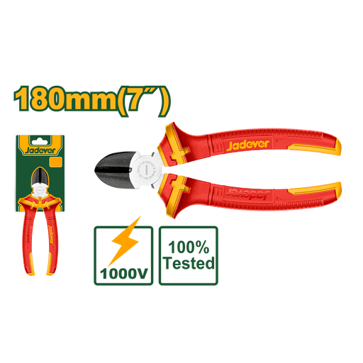 [JDPL3937] JADEVER ALICATE DE CORTE DIAGONAL AISLADOS 180MM 7" MÁX TENSIÓN 1000V MANGO AISLADO
