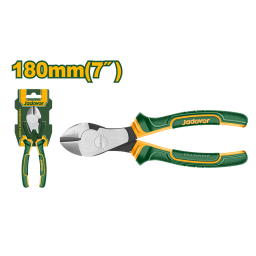 [JDPL7C07] JADEVER ALICATE DE CORTE DIAGONAL DE ALTA RESISTENCIA TAMAÑO: 7"/180MM MANGO BICOLOR ERGONÓMICO