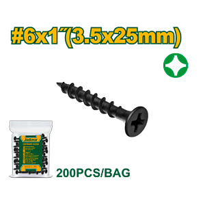 [JDXS1912] JADEVER TORNILLO DRYWALL 6X1" 3.5X25MM PASO GRUESO - PHILLIPS - 200 UNIDADES