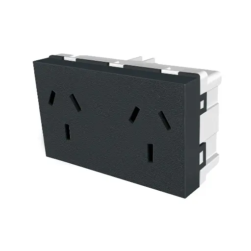 [80028] JELUZ PLATINUM TOMACORRIENTE DOBLE 220V 10A NEGRO