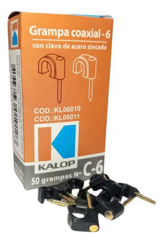 [KL06010] KALOP GRAMPA PLASTICA 6MM CON CLAVO TIPO U X 50 UNID