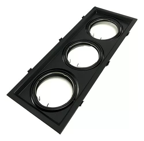 [AECAR-X3-MN] MACROLED AR111 CARDANICO DE EMBUTIR X3 MARCO NEGRO
