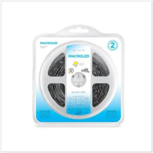 [CWC600FW12IP20] MACROLED TIRA LED 2835 BLANCO FRÍO IP20 DC12V 16W 120 LEDS X 5MTS
