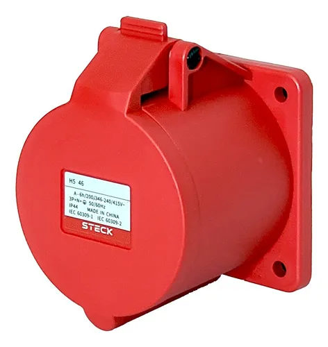 [H4246] STECK TOMA EMBUTIR 3P+T 32A 380/440V 6H ROJO IP44