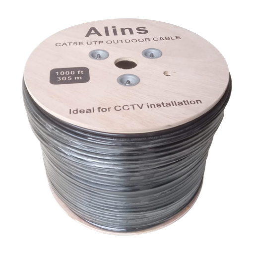 [AL103] ALINS CABLE UTP EXTERIOR DOBLE VAINA CAT 5E 2×4×0.5±0.01MM CCA 305M CON PORTANTE EN CARRETEL