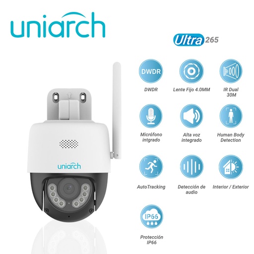 [UHO-P1A-M3F4D] UNIARCH DOMO IP 3MP MICROFONO Y ALTAVOZ