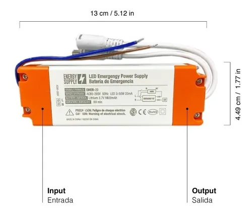 [EMER-20] DEMASLED KIT DE EMERGENCIA 3-50W 90-120min 85-265V POTENCIA MODO EMERG 30% 