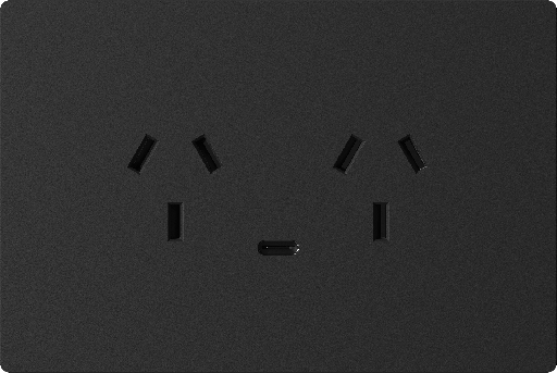 [MILAN-2TC-1USB-C-N] MACROLED TOMACORRIENTE DOBLE Y USB-C MILAN NEGRO, 10A MÁXIMO, 1 USB-C 20W, BASTIDOR METÁLICO  