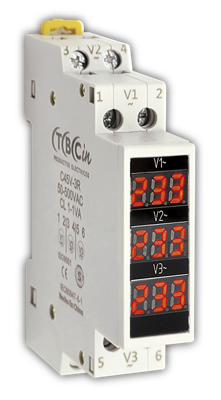 [C45V-3R] TBC IN VOLTIMETRO MODULAR LED TRIFASICO COLOR ROJO