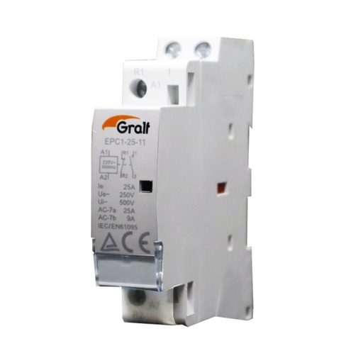 [EPC1-25-11] GRALF CONTACTOR MODULAR 25 A BOBINA 220V (1NO+1NC)