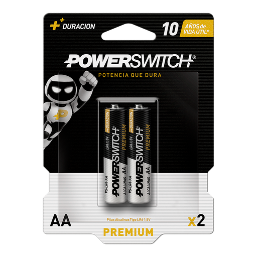 [PS-LR6-AA-P2] POWERSWITCH PILA ALCALINA AA BLISTER DE 2 PILAS, 1.5V, 2800mAh