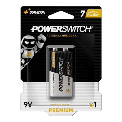 [PS-6LR61-9V-P1] POWERSWITCH BATERIA 9V BLISTER X 1 600mAh