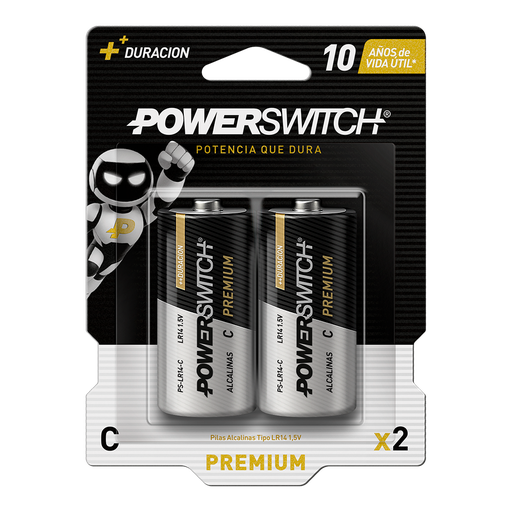 [PS-LR14-C-P2] POWERSWITCH PILA ALCALINA LR14 C BLISTER 2 PILAS, 1.5V, 7500mAh