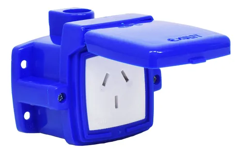 [0733609] EXULTT CAJA CAPSULADA ARMADO EXTERIOR 16 AZUL CON 1 TOMACORRIENTE 10 A