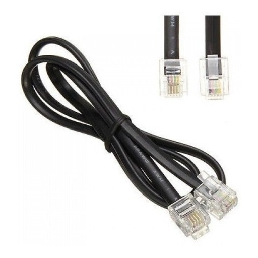 [3861] SUR CABLE PLANO TELEFONICO X 2 METROS NEGRO CON FICHAS 
