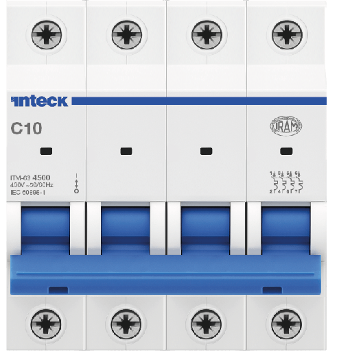 [ITM-63 4P C10 4.5KA] INTECK INT. TERMOMAGNETICO 4X10 4,5KA CURVA:C 