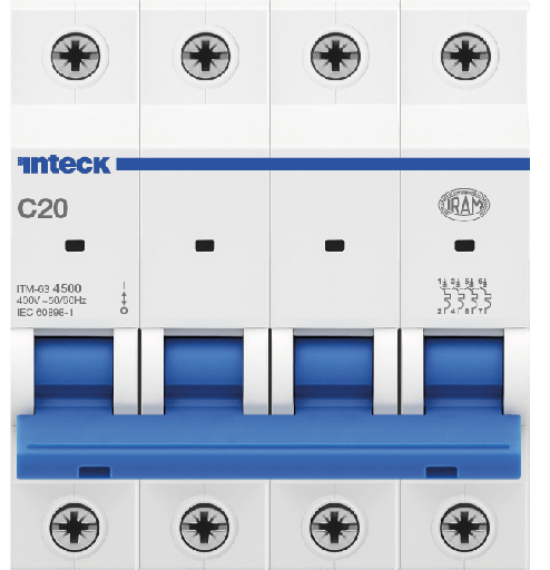 [ITM-63 4P C20 4.5KA] INTECK INT. TERMOMAGNETICO 4X20 4,5KA CURVA:C 