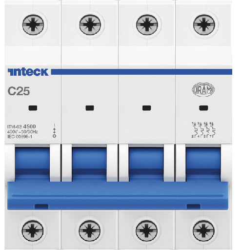 [ITM-63 4P C25 4.5KA] INTECK INT. TERMOMAGNETICO 4X25 4,5KA CURVA:C  
