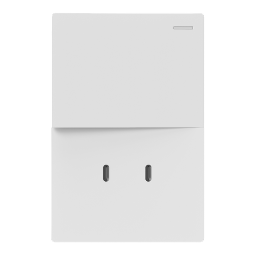 [M-1CN-2USB-C-B] MACROLED TECLA MONACO BLANCA, 1 CANAL, 2 VÍAS,10A, 2 USB-C DE 30W, BASTIDOR METÁLICO 