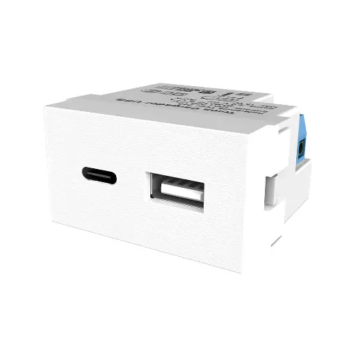 [60646] JELUZ PLATINUM 2 TOMAS USB+USB TIPO "C" 3A BLANCO